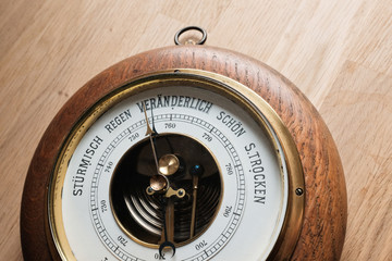 tabletop of a vintage weather station