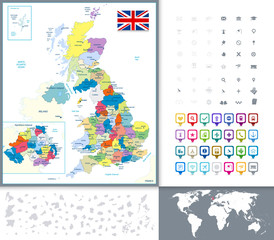 Great Britain Political Map and Map Pointers