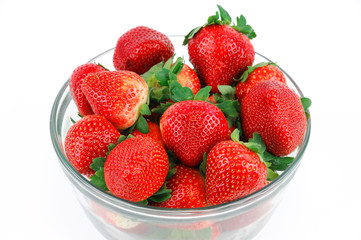 fresh strawberry in glass bowl