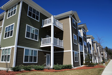 Low angle view of modern apartment building in NH