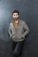 Portrait of masculinity. Portrait of handsome young bearded mans