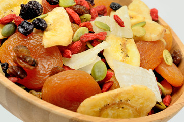 Bamboo bowl with dried fruits