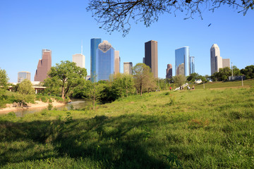 Fototapeta premium View of downtown Houston city, Texas in a beautiful sunny day