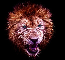 Fractal digital art of a lion
