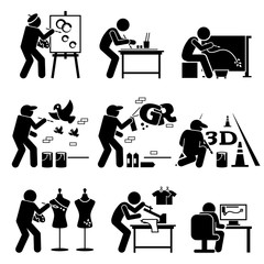 Painter Street Artist Graphic Designer Drawing Arts Stick Figure Pictogram Icons