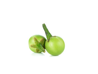 Solanum torvum on white background