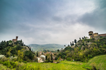 the green countryside around the fortress