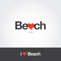 Logo beach with heart. Editable vector logo design. 