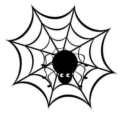 vector illustration of a funny spider on web