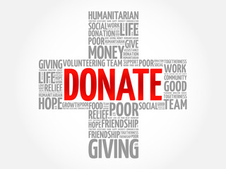 Obraz premium Donate word cloud collage, cross concept