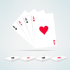 Four aces hand composition in realistic and clean design. Card games template
