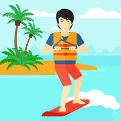 Obraz na płótnie Canvas Professional wakeboard sportsman.
