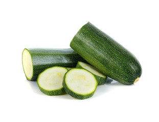 zucchini with slices isolated on white background