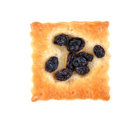cracker with raisins isolated on white