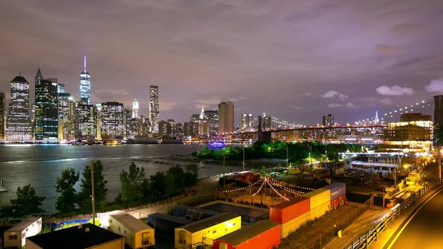 brooklyn side with manhattan panorama view 4k time lapse nyc
