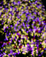 Defocused light blur color bokeh; black background