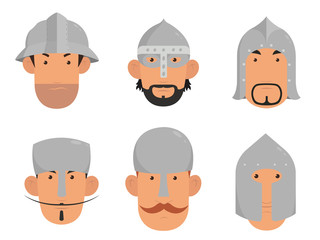 Set of historical avatars. Set avatars soldiers in helmets.