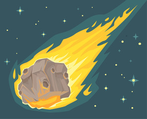 Flame meteorite. Vector flat cartoon illustration © PrettyVectors