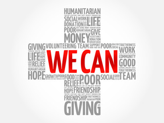 We Can word cloud collage, cross concept