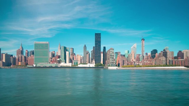 queensboro park manhattan view sunny day 4k time lapse from new york 
