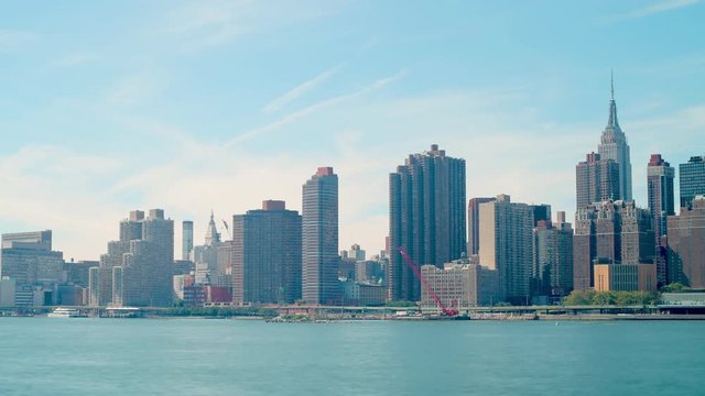 day time manhattan panorama 4k time lapse from new york city
