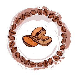 hand drawn vector circles for coffee beans, sketch of coffee beans. vector eps 10