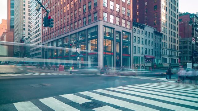 dusk manhattan traffic crossroad 4k time lapse from new york city
