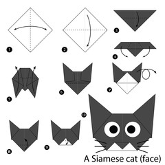 step by step instructions how to make origami A Cat.