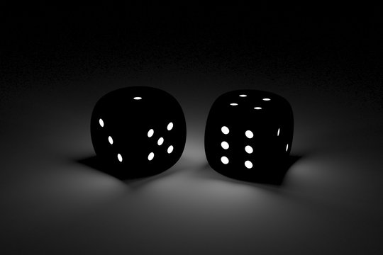 Dice in the form of neon 3D illustration