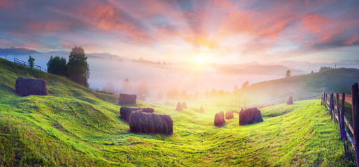 Mountain village in the summer