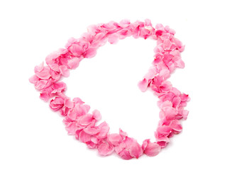 pink heart from the petals isolated