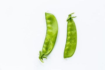 Fresh Green Sugar Snap Peas on a Bright Background