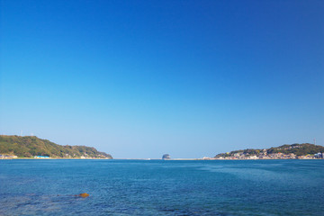 Naklejka premium View of Yobuko with Kabe island, Karatsu City, Saga