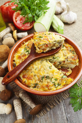 Vegetable casserole with mushrooms
