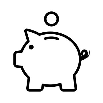 Piggy bank / piggybank with coin line art icon for apps and websites