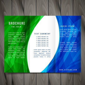 wave style trifold brochure design illustration