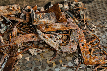 Rusty nails and old iron corners