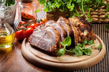 Roasted pork neck with spices