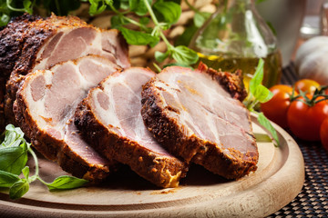 Roasted pork neck with spices