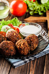 Chickpea falafel balls with vegetables