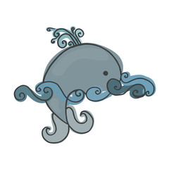 Vector whale. Drawing for children whale.