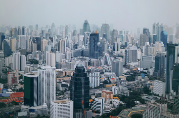 Fototapeta na wymiar Bangkok view, Above view from Baiyoke Tower II tallest building in the city and tallest hotel in Southeast Asia ,Thailand
