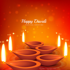 beautiful diwali festival greeting design background vector