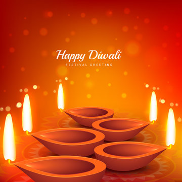 beautiful diwali festival greeting design background vector