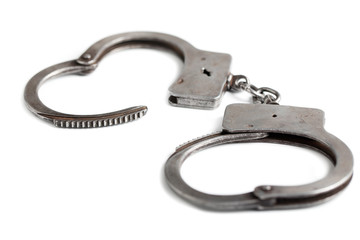 metal handcuffs closeup