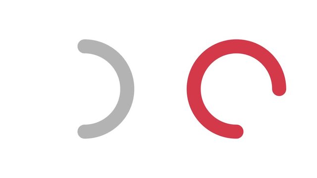 Progress loading bar UI indicator. Red and Blue Loading Circle. Download progress, preloader animation web design template, interface upload. Animation of UI element in 4K on white background.