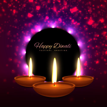 beautiful happy diwali indian festival greeting card design vect
