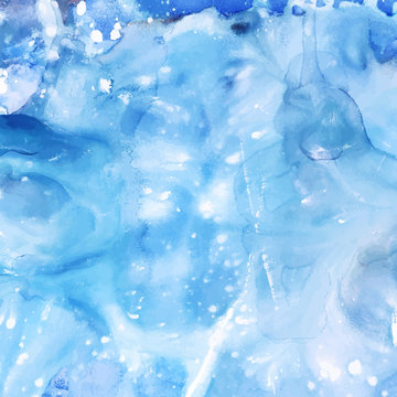  watercolor texture with blue splashes of white.Vector illustration
