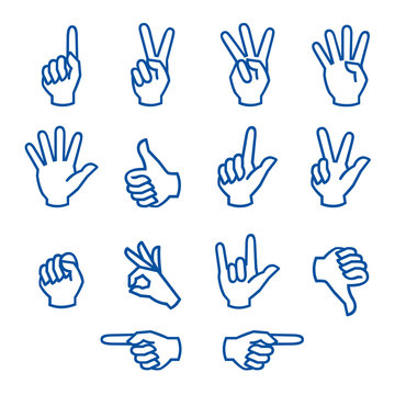 hands fingers signals over white background vector illustration
