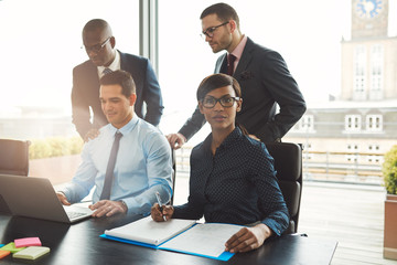 Attractive group of multiracial business people